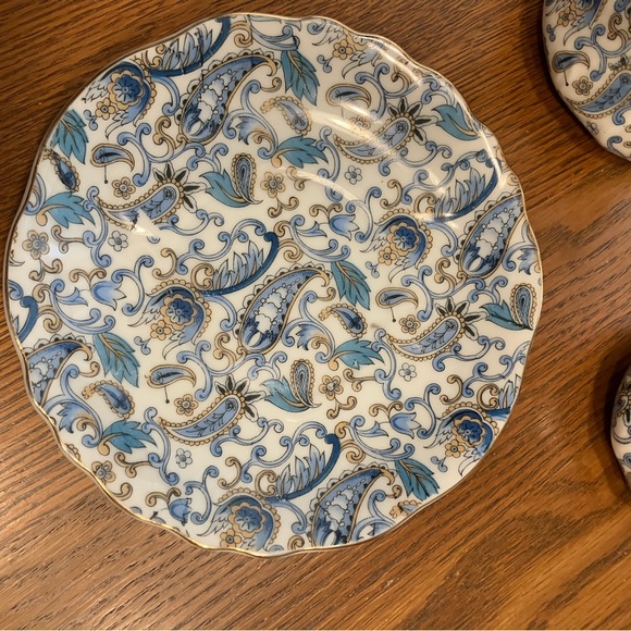 Vintage MCM Lefton 5pc Blue Paisley Design w/Gold Trim Bone China Tea Set - Picture 2 of 16